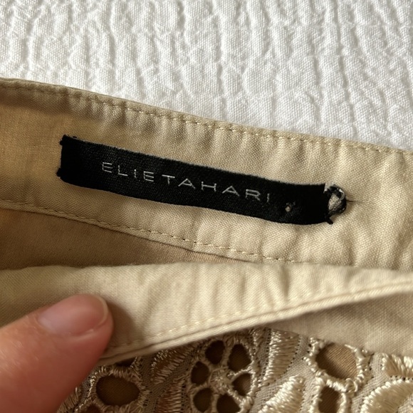 Elie Tahari Gold Beige Tan Neutral Lace Floral Skirt Sz 26 Easter - Picture 3 of 9